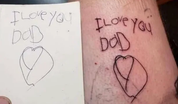 Dad whose little daughter died of cancer tattoos her last note on his body